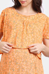 Coucou Maternity Woven Full Length Nightdress With Front Zipper And Discreet Feeding - Metalic Orange — thumbnail 5
